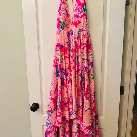 New! Lilly Pulitzer Gizelle Hi Low Halter Dress M - Picture 6 of 10